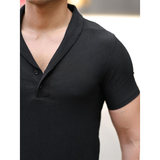 Tuxedo Collar Shirt - Black