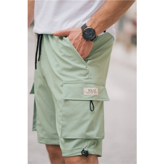 Men's Relaxed Parachute Fabric Cargo Pocket Shorts Water Green