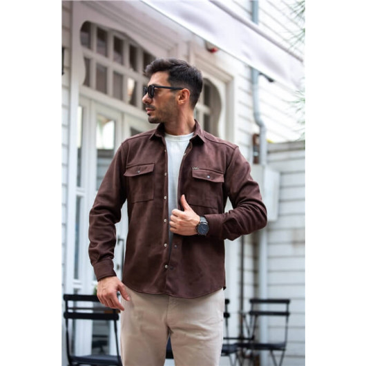 Suede Shirt/Jacket - Dark Brown