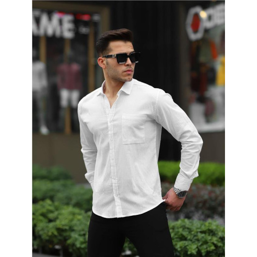 Single Pocket Şile Cloth Shirt - White