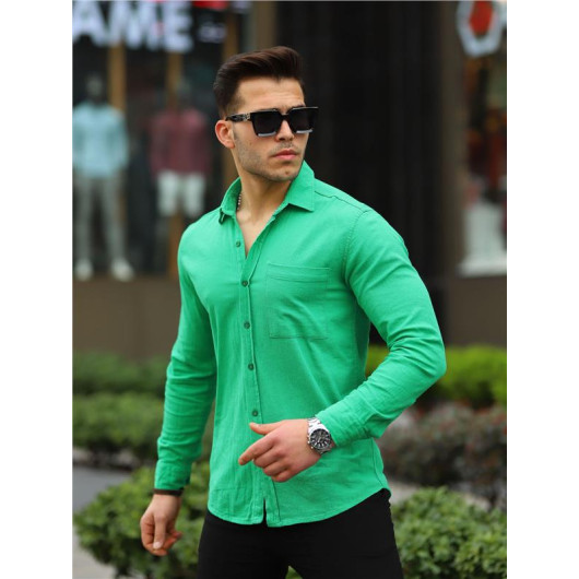 Single Pocket Şile Cloth Shirt - Mint Green
