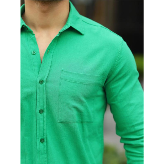 Single Pocket Şile Cloth Shirt - Mint Green