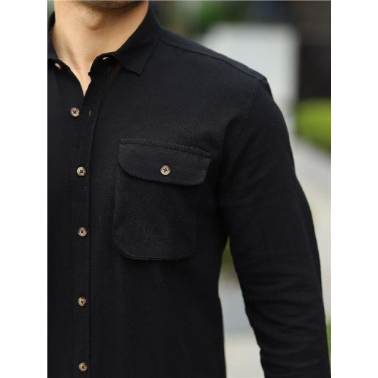 Sile Cloth Shirt With Bag Pocket - Black