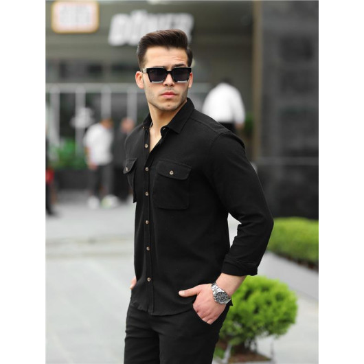 Sile Cloth Shirt With Bag Pocket - Black