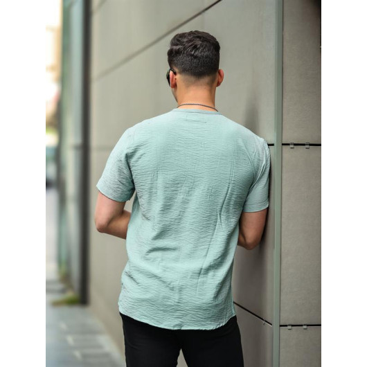 V Neck Pocket Detailed Fit Shirt - Green
