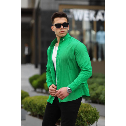 Washed Sile Cloth Shirt - Benetton Green