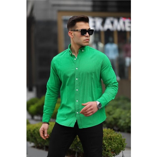 قميص أخضر رجالي قماش شيلة
