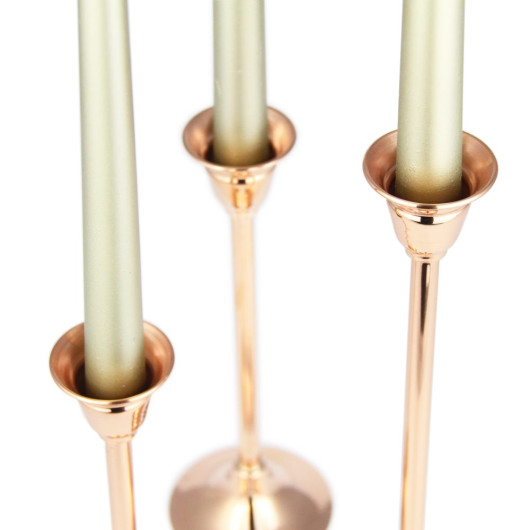 Elegant Copper Candlestick Set Of 3 25&21&18 Cm