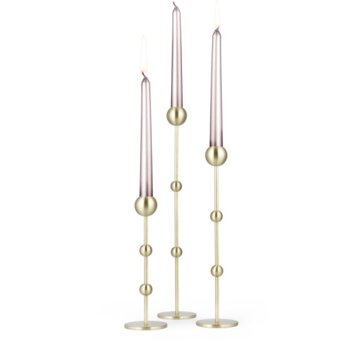 Society Tall Solid Brass Candlestick Set Of 3 - 20&28&35 Cm