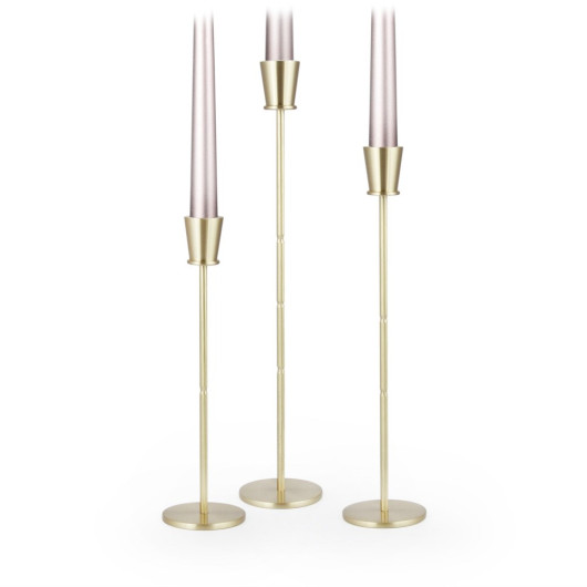Special Tall Brass Candlestick Set Of 3 - 23&28&34 Cm