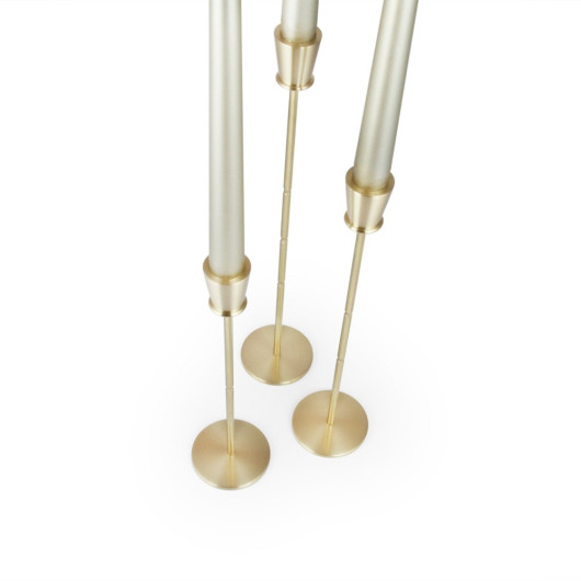 Special Tall Brass Candlestick Set Of 3 - 23&28&34 Cm