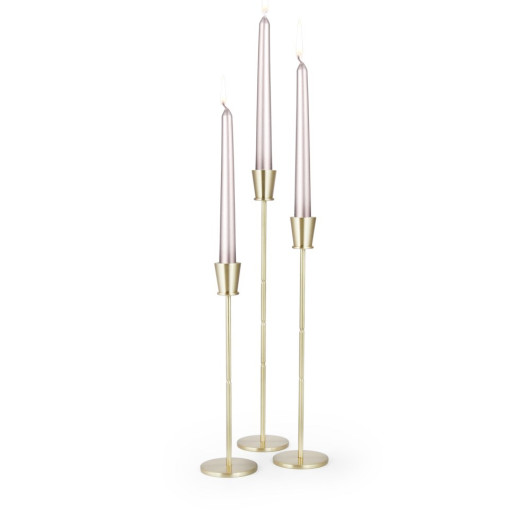 Special Tall Brass Candlestick Set Of 3 - 23&28&34 Cm