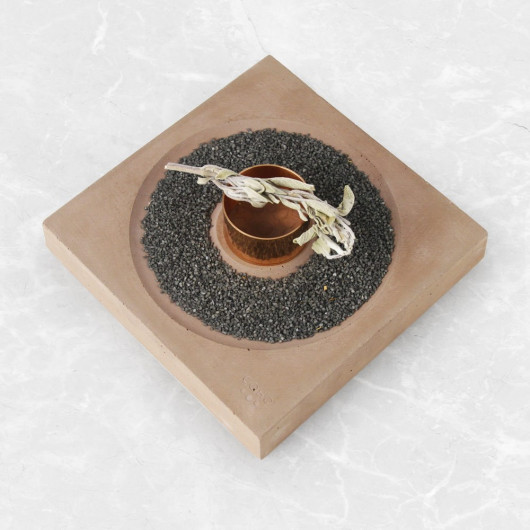Coho Concre Ritual Terra Incense Burner With Copper Ring