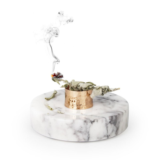Coho Crystal Circle Marble Incense Stone With Copper Ring