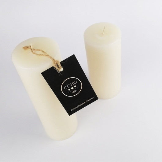 Coho Lumina Rustic Cream Cylinder Candle - 20&15 Cm - Set Of 2