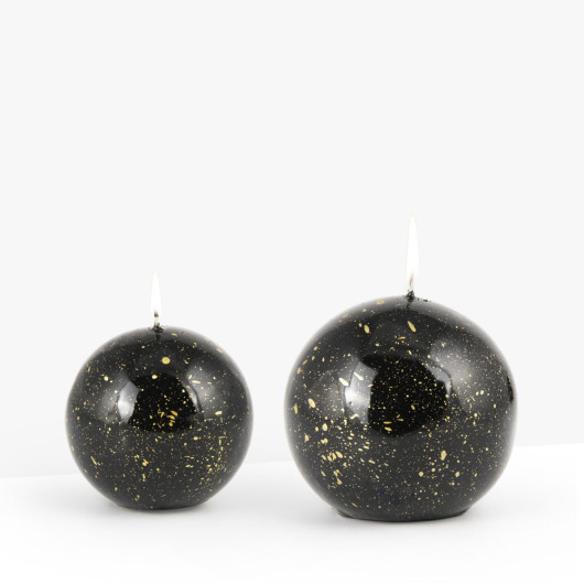 Coho Lumina Gilded Black Globe Candle - 8&10 Cm - Set Of 2
