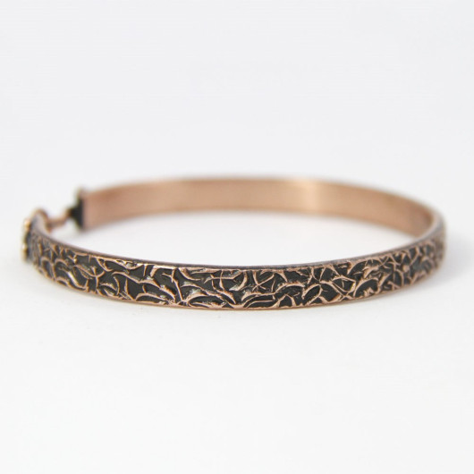 Antique Textured & Antique Patterned Hand Engraved Copper Bracelet Set