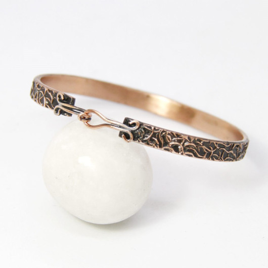 Handmade Antique Textured Copper Bracelet