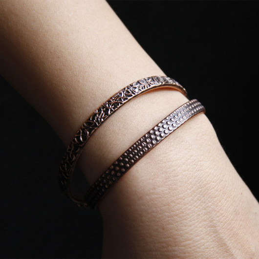 Handmade Antique Textured Copper Bracelet