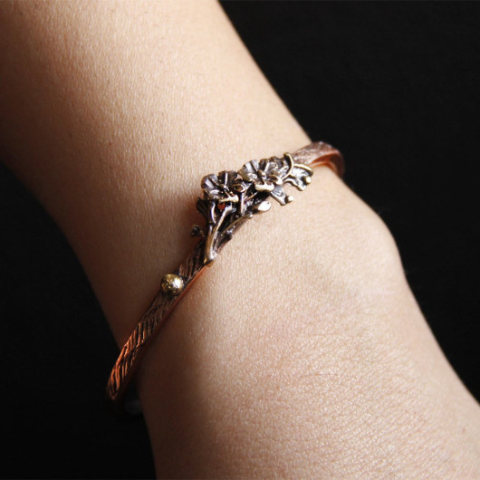 Twin Leaf Copper Handcrafted Bracelet