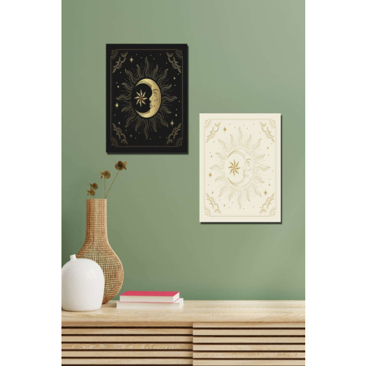 مجموعة لوحات خشبية قمر مكونة من قطعتين