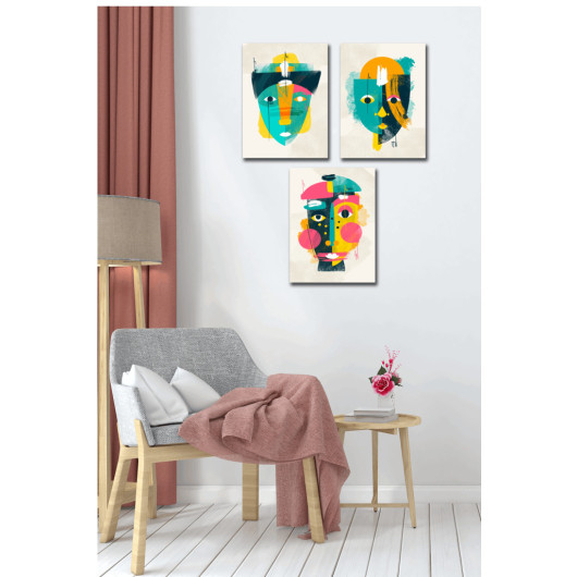 مجموعة لوحات جدارية خشبية برسمة فنية ملونة