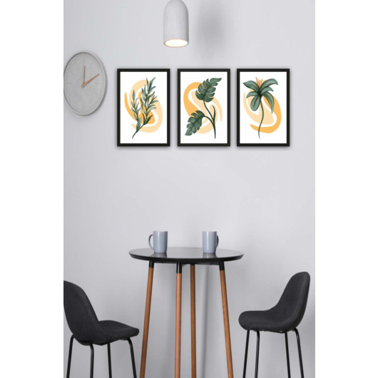 3 Piece Botanical Style Uv Printed Painting Set