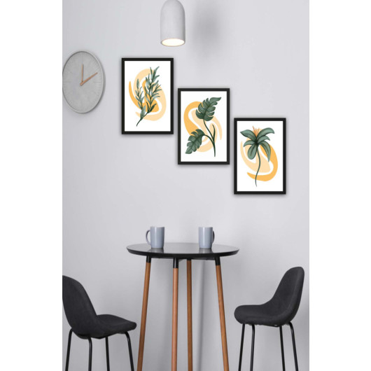 3 Piece Botanical Style Uv Printed Painting Set