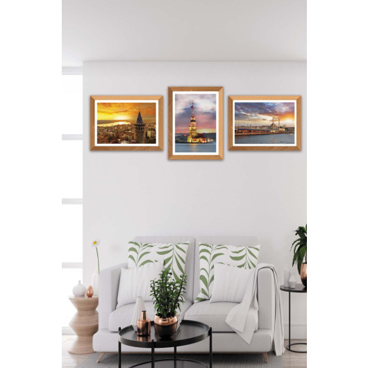 3 Piece Maidens Tower And Galata Tower Uv Printed Mdf Painting Set