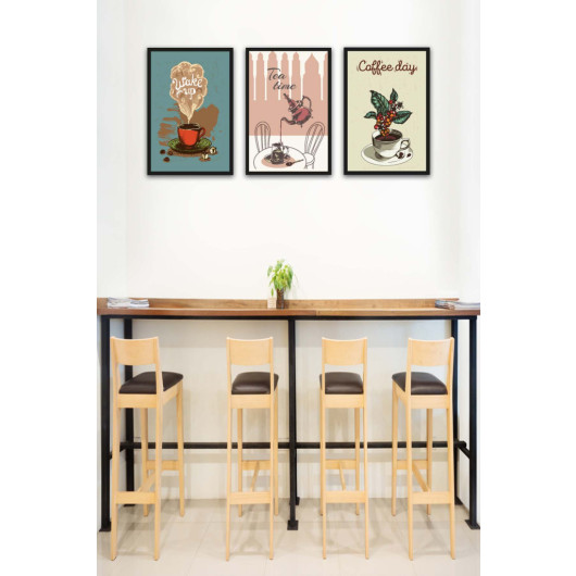 3 Piece Mdf Wooden Table Set For Kitchens And Cafes