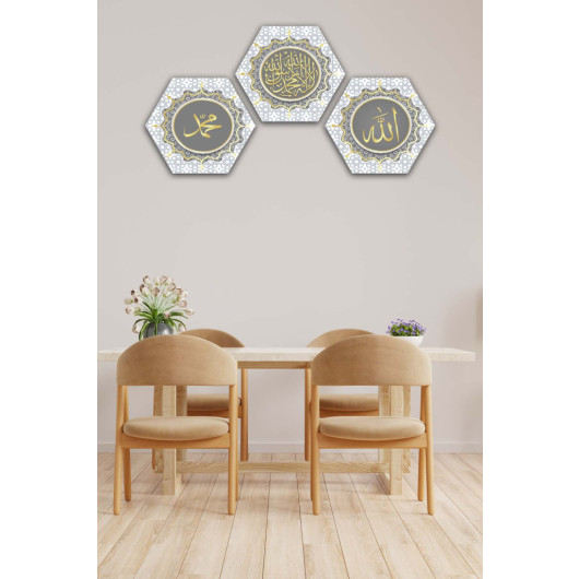 3 Piece Honeycomb Design Religious Wooden Painting Set