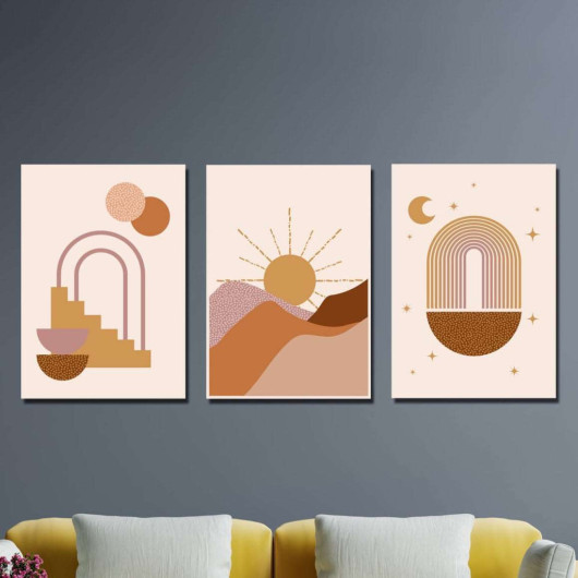 3 Piece Artistic Style Digital Print Wooden Painting Set
