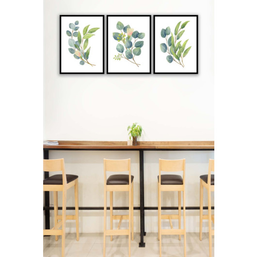 3 Piece Botanical Flowers Painting Set In Watercolor Style