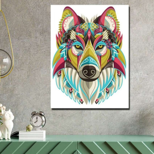 30X40 Colorful Wolf Design Mdf Table