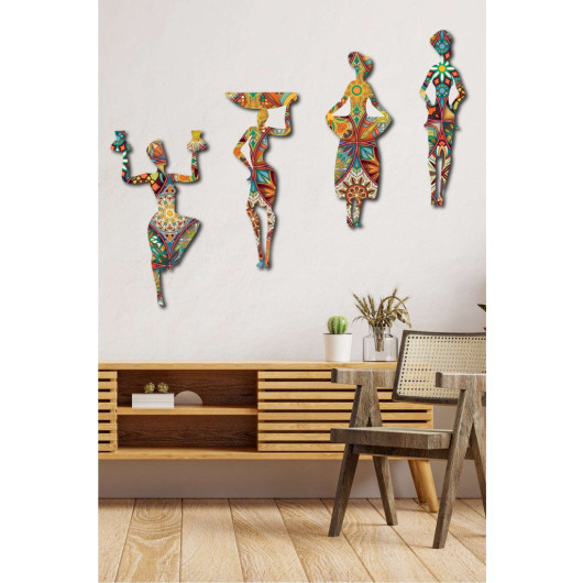 4 Piece African Woman Digital Printing Mdf Wooden Painting Set
