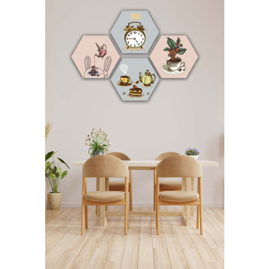4 Piece Hexagon Honeycomb Design Mdf Table Set