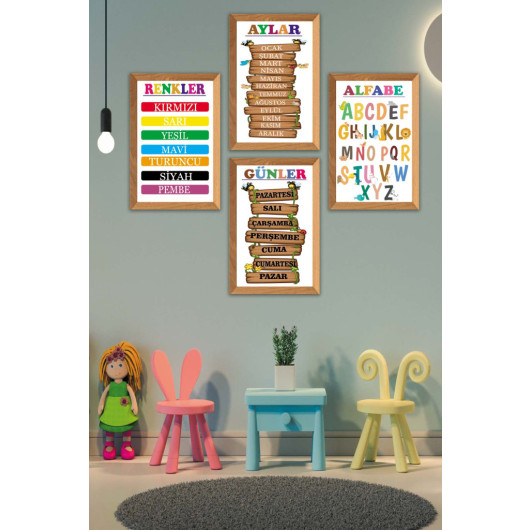 4 Piece Colorful Alphabet Numbers And Months Educational Table For Children