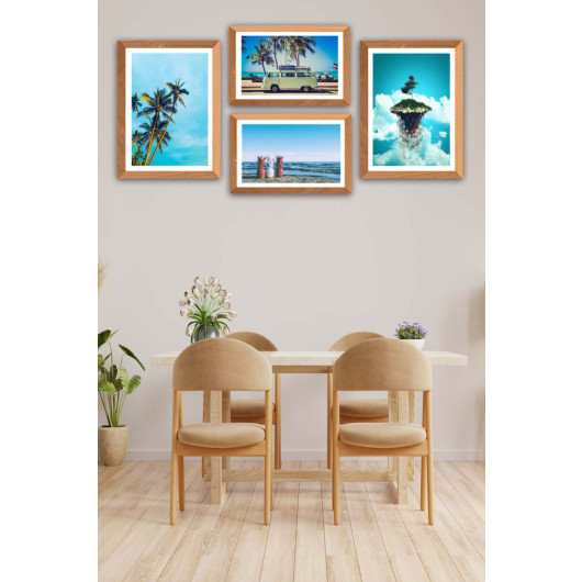 4 Piece Modern Style Summer Landscape Uv Printed Painting Set