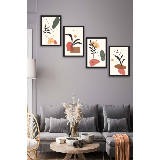 4 Piece Colorful Modern Bohemian Style Uv Printed Mdf Painting Set