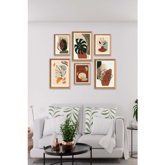 6 Piece Bohemian And Botanical Style Uv Printed Mdf Painting Set