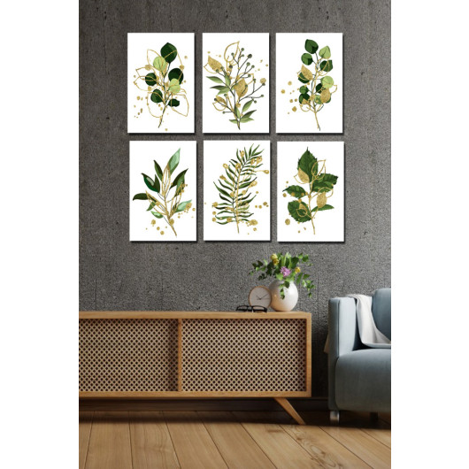 6 Piece Botanic Painting Set Digital Printing