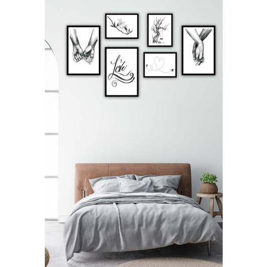 6 Piece Black And White Artistic Frame Look Painting Set