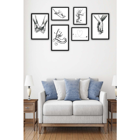 6 Piece Black And White Artistic Frame Look Painting Set