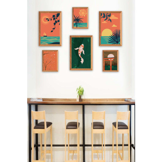 6 Piece Sunset Style Artistic Wooden Mdf Painting Set