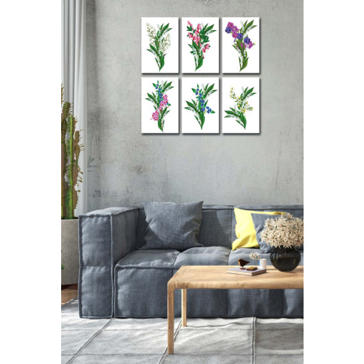 مجموعة لوحات فنية خشبية بشكل زهور خضراء