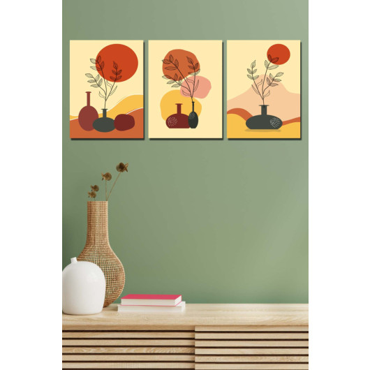 Artistic Set Of 3 Paintings In Bohemian Style