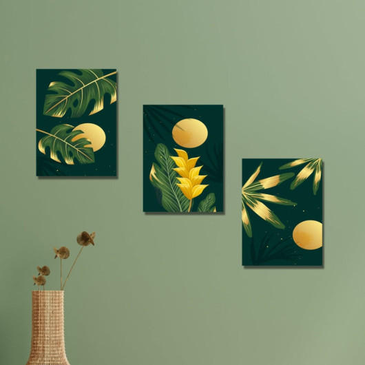 Botanical Set Of 3 Paintings