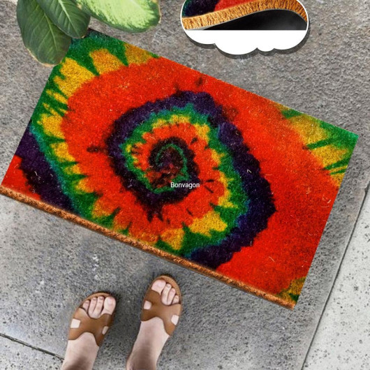 Entrance Mat With Colorful Swirl Pattern, 60X40 Cm