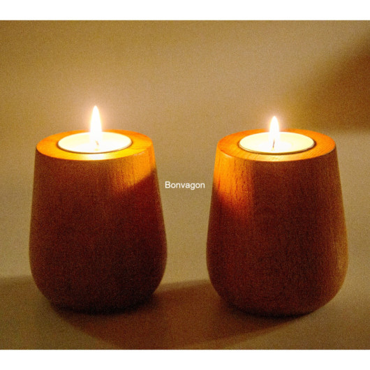 Solid Beech Tealight Candle Holder 8Cm