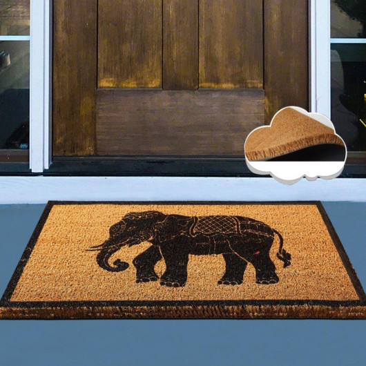 Apartment Door Mat With An Elephant Drawing, 60X40 Cm